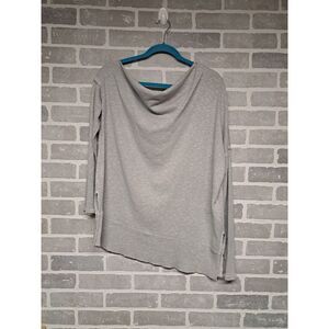 We The Free Womens Gray Ribbed Slightly Off Shoulder Long Sleeve Knit Top Size S